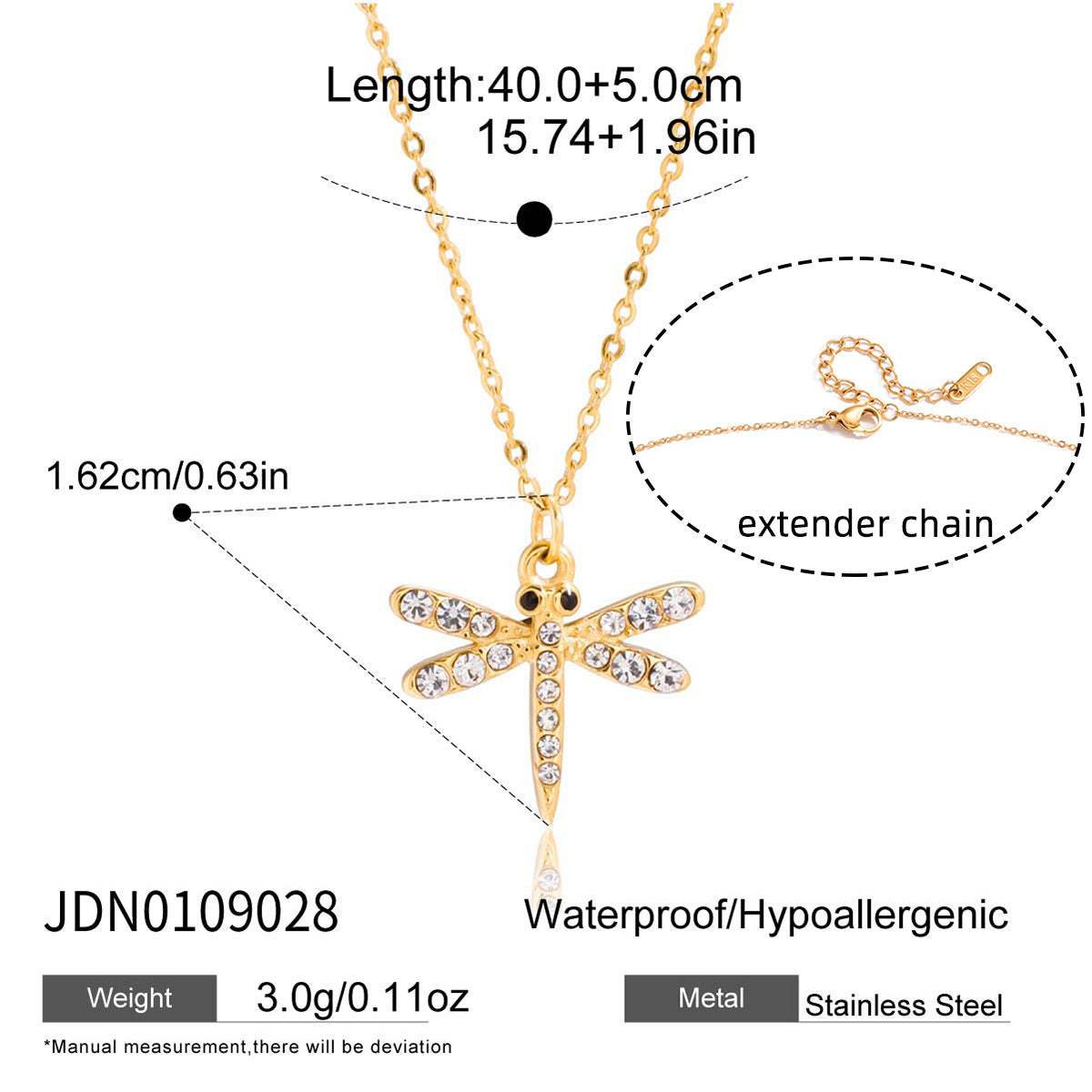 Gold Layered Insect Pendant Necklace Set - CZ Ladybug Dragonfly Statement Jewelry for Women