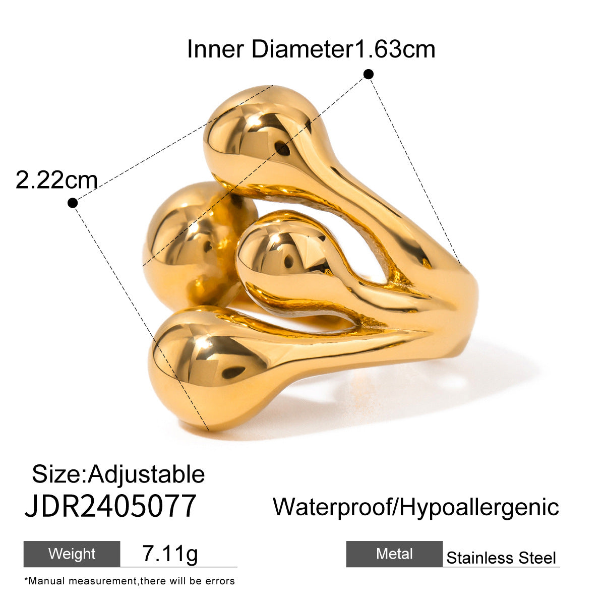 18k Gold/Silver Tone 3D Statement Ring Set - Colorful Gem Accents | INS-Style Stackable Daily/Brunch Finger Jewelry for Women