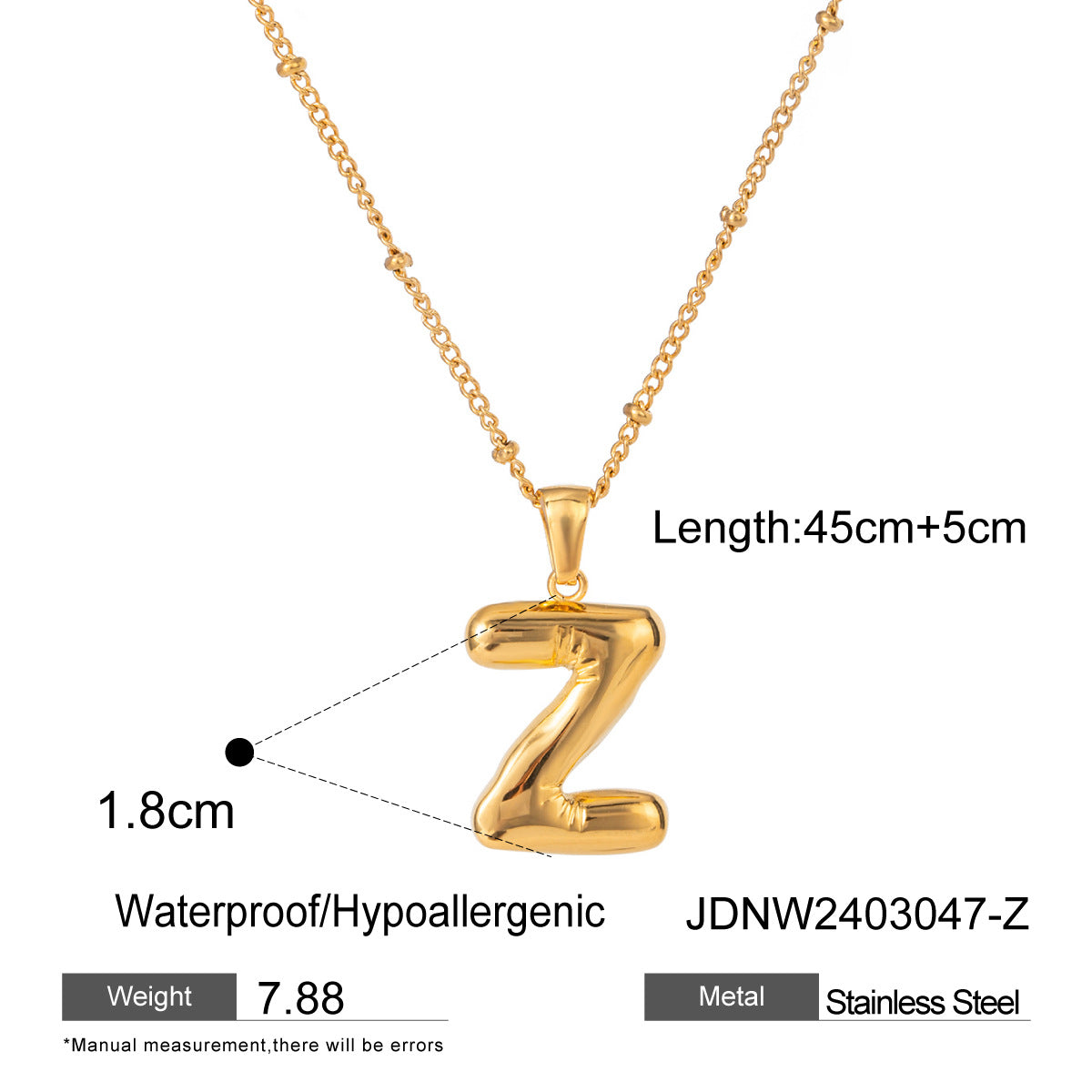 Gold 3D Playful Letter Pendant Necklace Set - Customizable Layered Initial Jewelry for Women (DIY Name/Word Styling, Daily/Casual Wear)