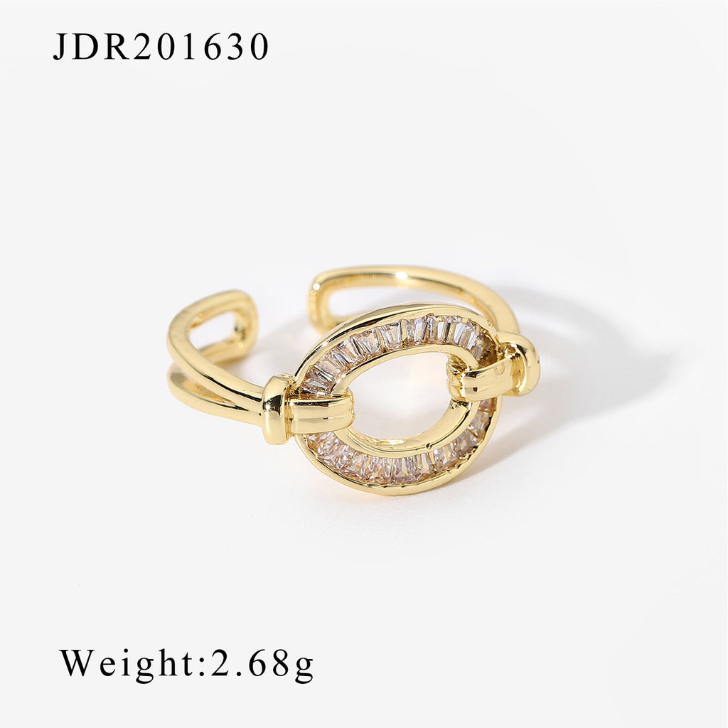 Gold CZ Chain Ring Set - Multi-Style Sparkly Stackable Rings for Women
