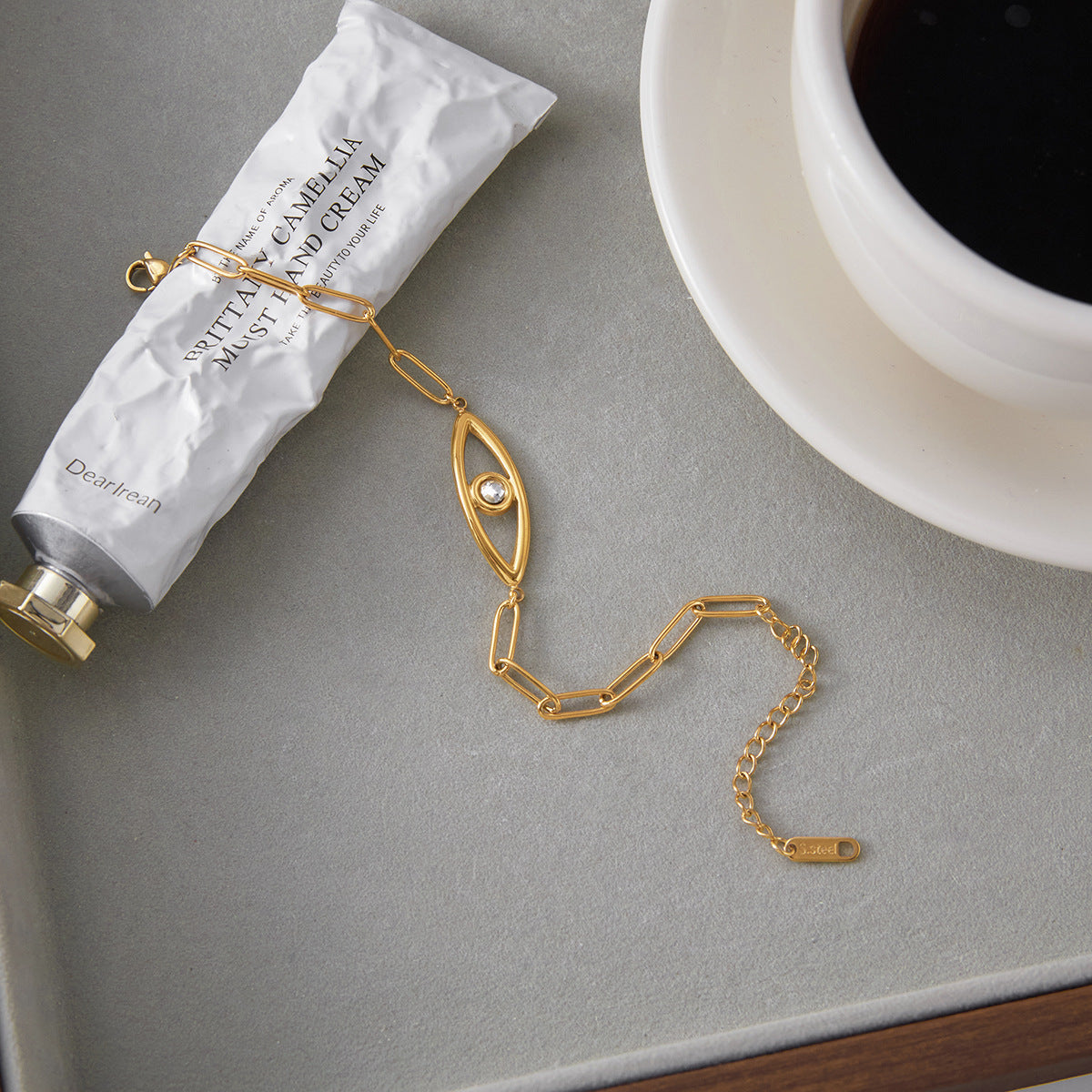 Gold Evil Eye Turquoise Jewelry Set - Layered Bracelets (Chain/Cuff) & Statement Ring | Boho Chic Statement Accessories for Women