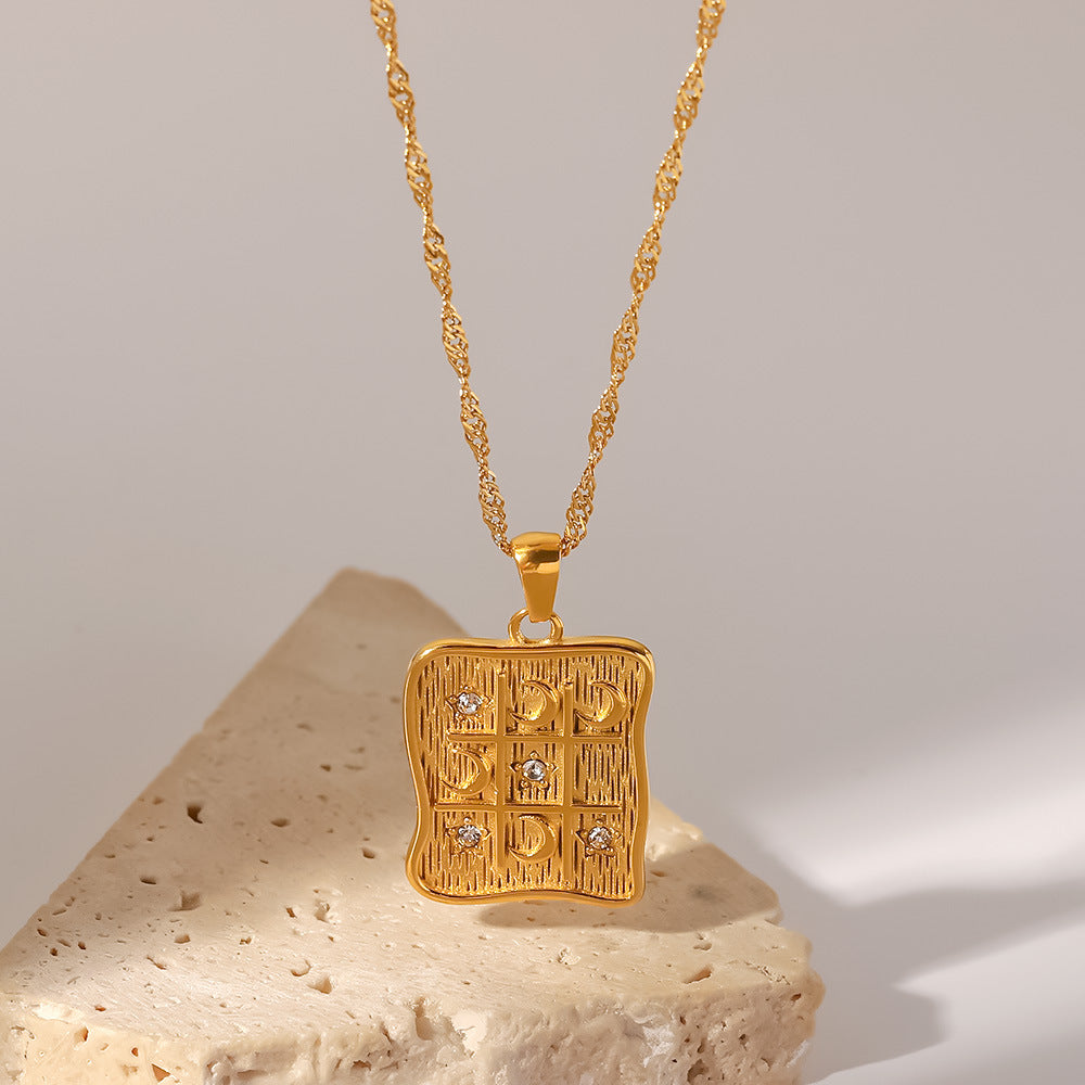 18K Gold-Plated Celestial & Heart Pendant Necklaces Set | Mother-of-Pearl & Crystal-Accented Retro Mystic Jewelry | INS-Style Layered Dainty Necklaces for Women | Versatile Daily Wear & Party Layering Accessories