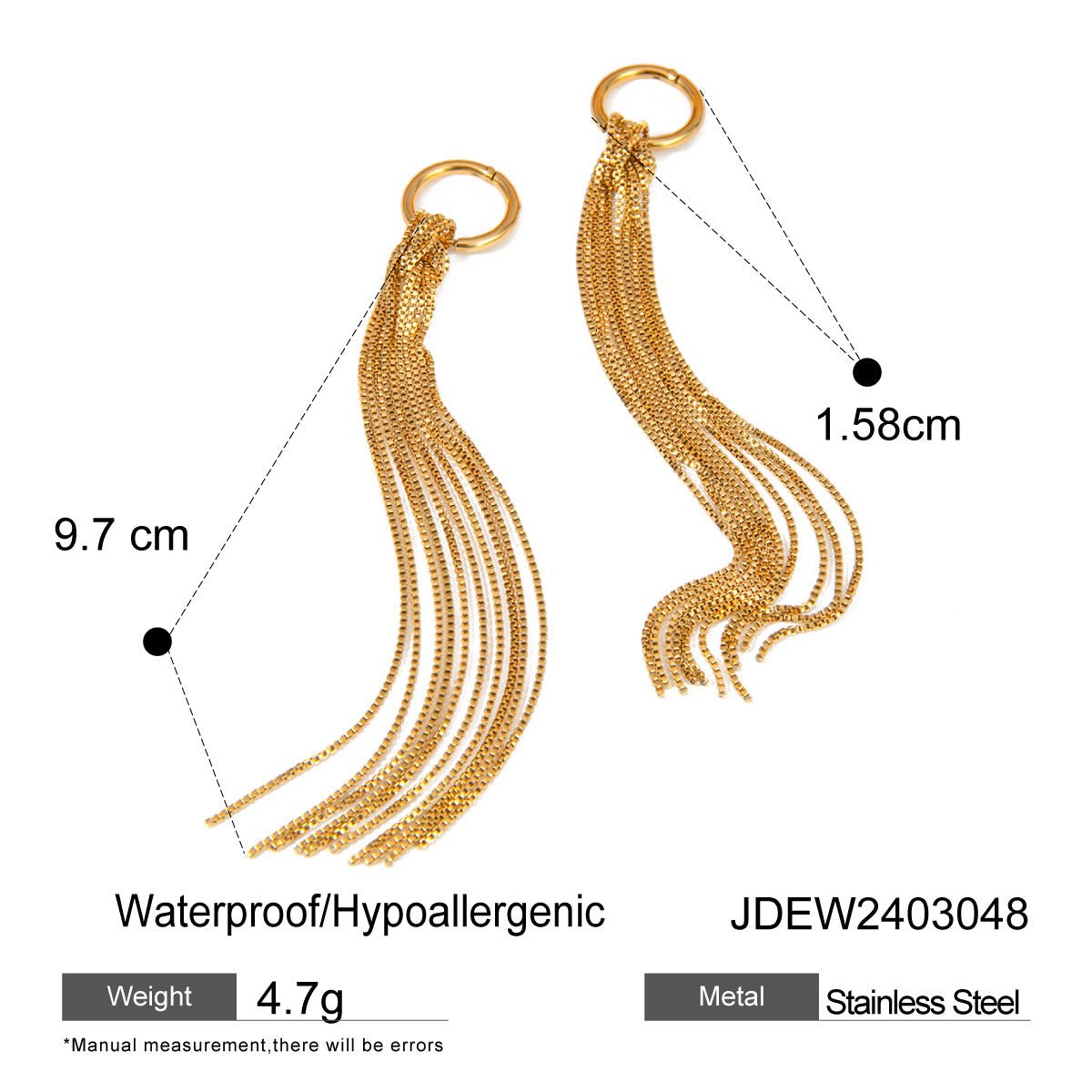 18K Gold-Plated Stainless Steel 2-Tone (Gold & Silver) Chain Fringe Oversized Hoop Earrings | Trendy INS-Style Statement Jewelry for Women | Bold Chic Fringe Hoop Earrings for Daily Wear & Party Outfits
