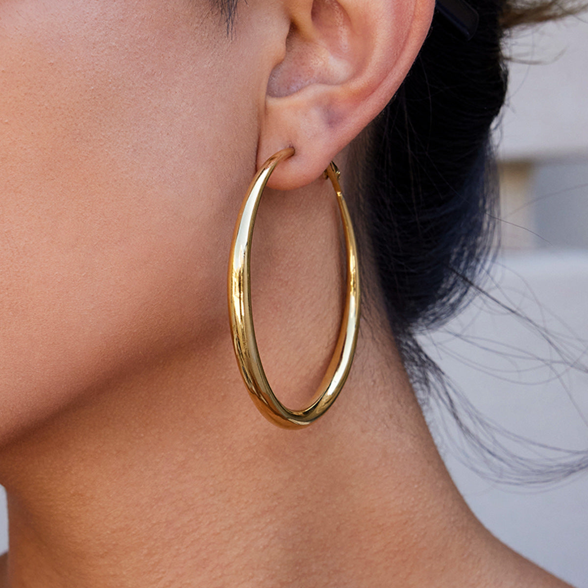18K Gold-Plated Stainless Steel Double Oversized Hoop Earrings | Trendy INS-Style Statement Jewelry for Women | Bold Chic Oversized Hoop Earrings for Daily Wear & Party Outfits