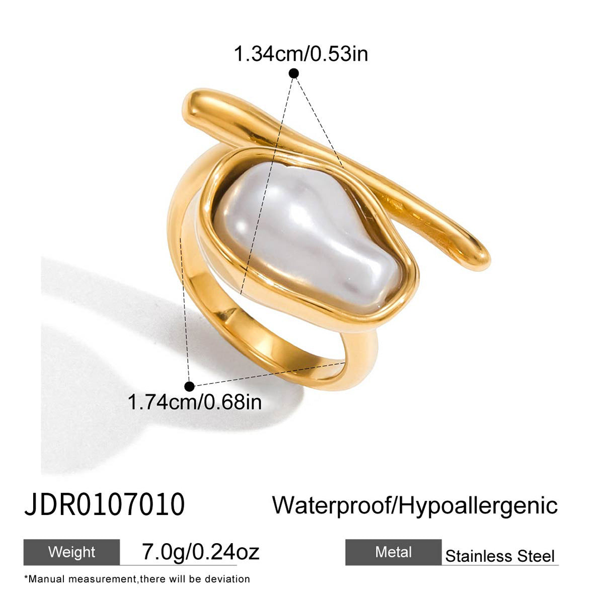 Gold Baroque Pearl Multi-Style Stackable Ring Set - Irregular Pearl (Open/Closed Band) Statement Jewelry for Women