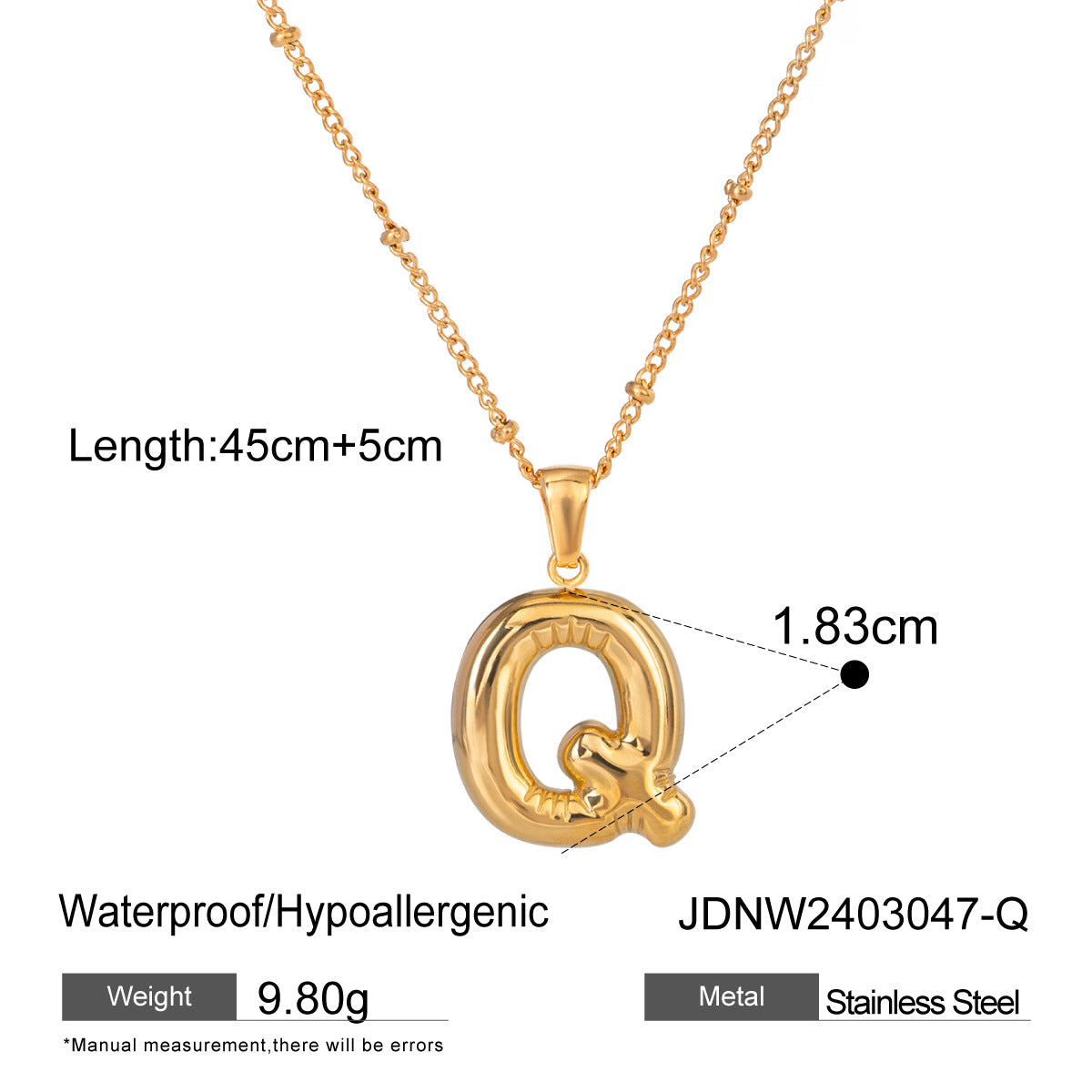 Gold 3D Playful Letter Pendant Necklace Set - Customizable Layered Initial Jewelry for Women (DIY Name/Word Styling, Daily/Casual Wear)
