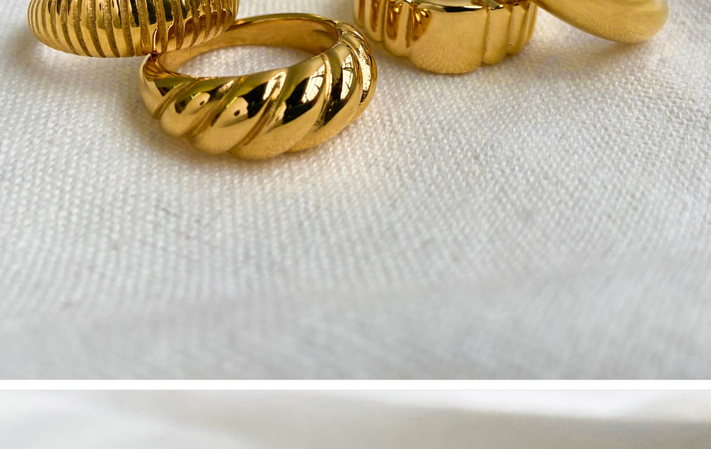 Chunky Gold Ring Set - Multi-Style Textured Stackable Rings for Women, Trendy Statement Jewelry