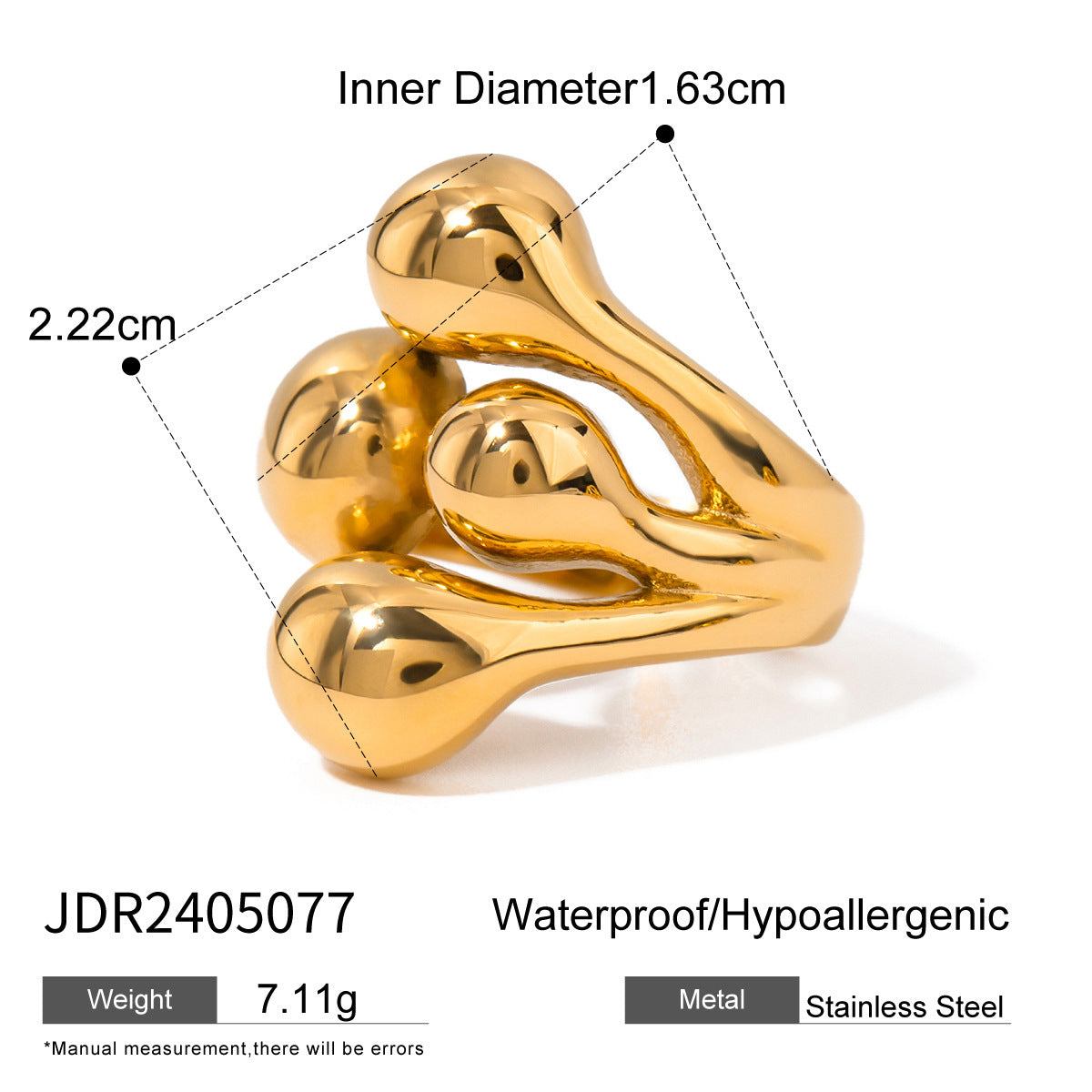 18k Gold/Silver Tone 3D Statement Ring Set - Colorful Gem Accents | INS-Style Stackable Daily/Brunch Finger Jewelry for Women