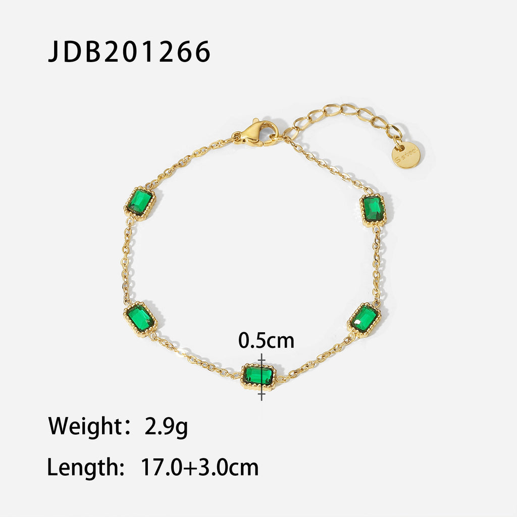 Gold Layered Bracelet Set - Emerald & Diamond Accents | Luxury Multi-Strand Statement Jewelry for Women (Daily/Party Wear)