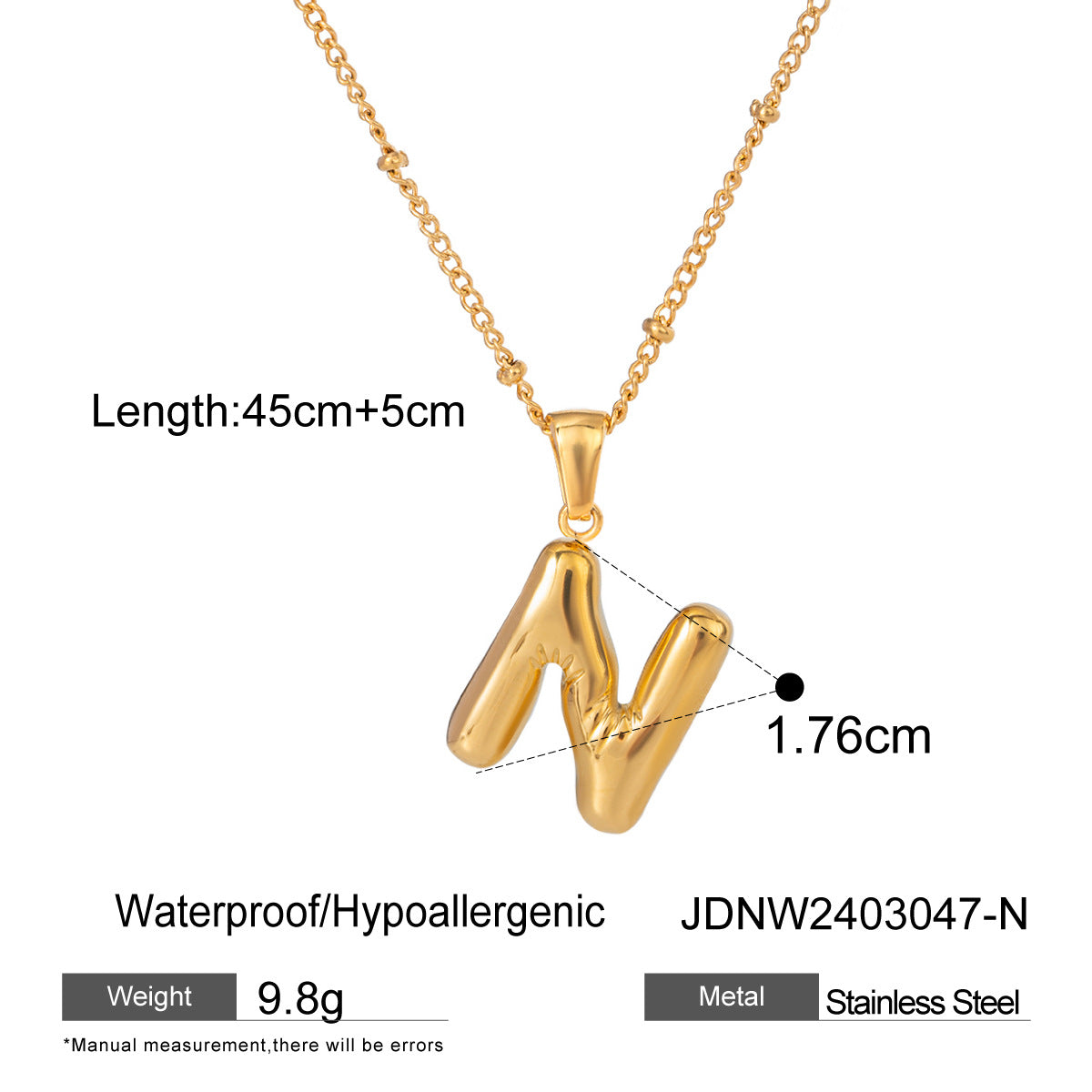 Gold 3D Playful Letter Pendant Necklace Set - Customizable Layered Initial Jewelry for Women (DIY Name/Word Styling, Daily/Casual Wear)