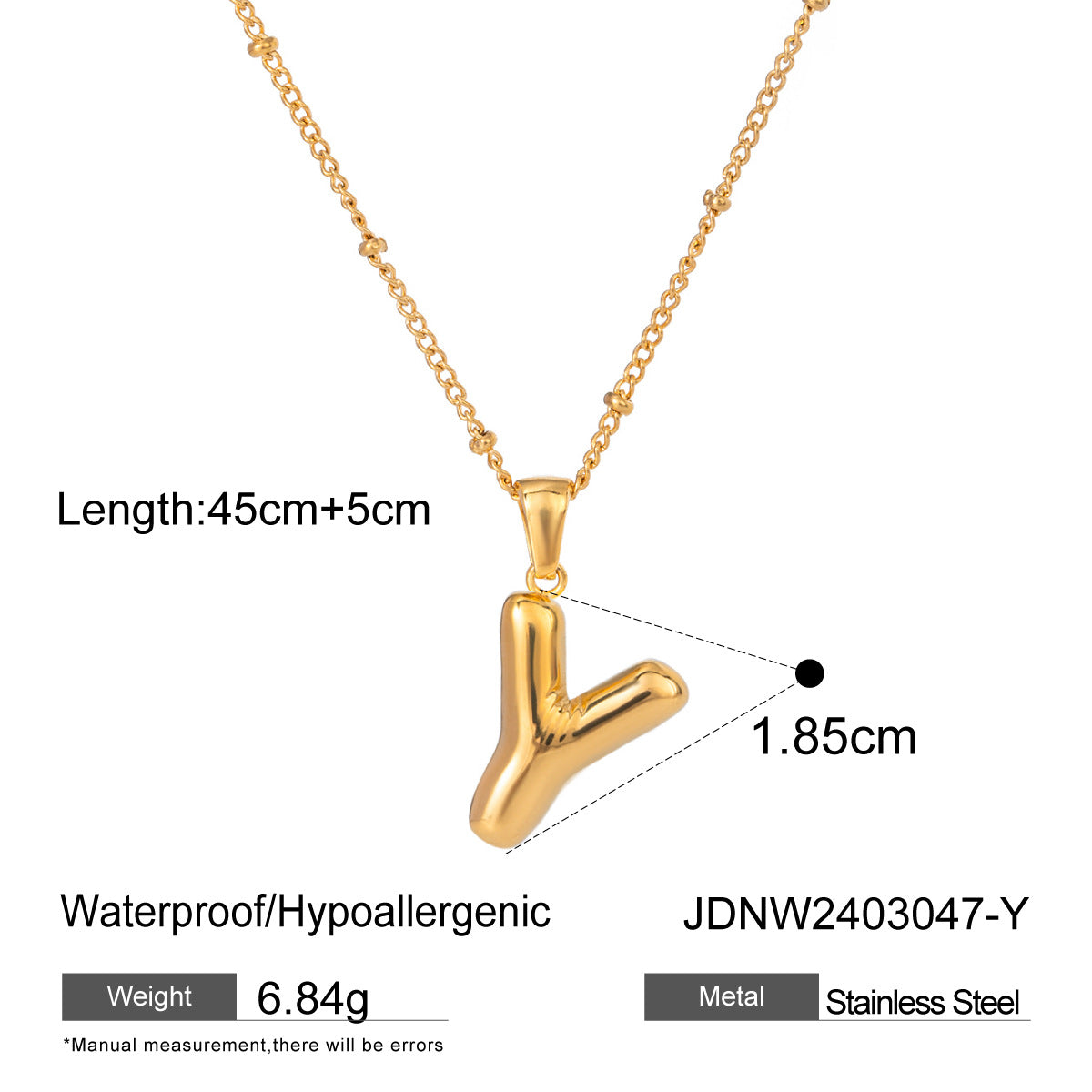 Gold 3D Playful Letter Pendant Necklace Set - Customizable Layered Initial Jewelry for Women (DIY Name/Word Styling, Daily/Casual Wear)