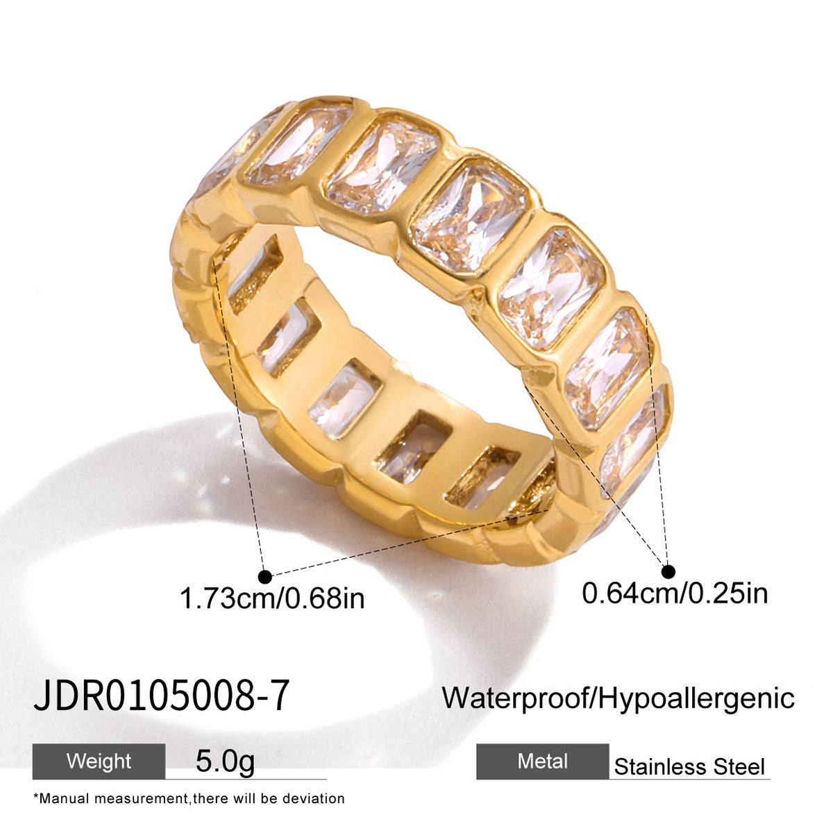 Gold Crystal Ring Set - Teardrop/Square/Heart/Circle Accents | 18k Gold Tone INS-Style Stackable Daily/Brunch Finger Jewelry for Women