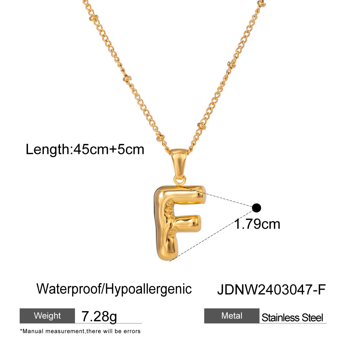Gold 3D Playful Letter Pendant Necklace Set - Customizable Layered Initial Jewelry for Women (DIY Name/Word Styling, Daily/Casual Wear)