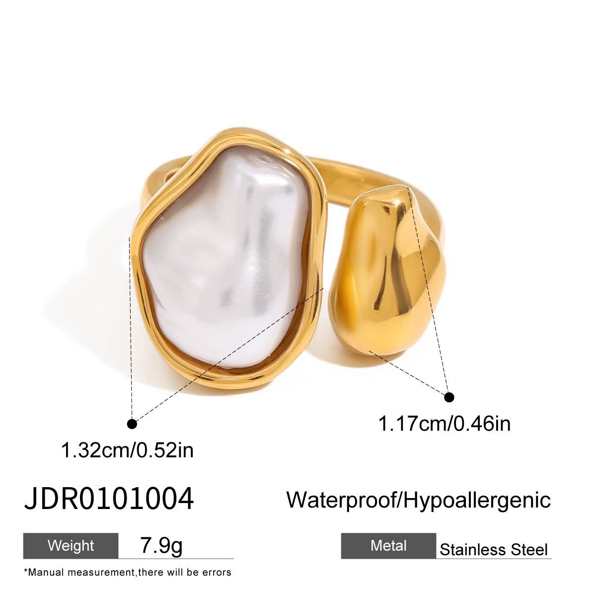 Gold Baroque Pearl Multi-Style Stackable Ring Set - Irregular Pearl (Open/Closed Band) Statement Jewelry for Women