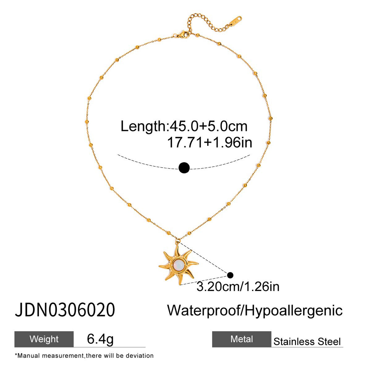 Gold Layered Celestial Necklace Set - Opal Sun/Star/Moon Charms Statement Jewelry for Women