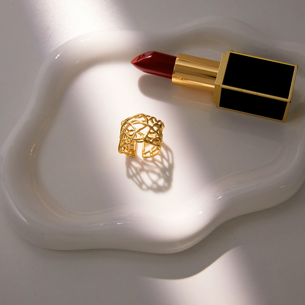 Gold Celestial Stackable Ring Set - Pearl Moon Sun Statement Jewelry for Women