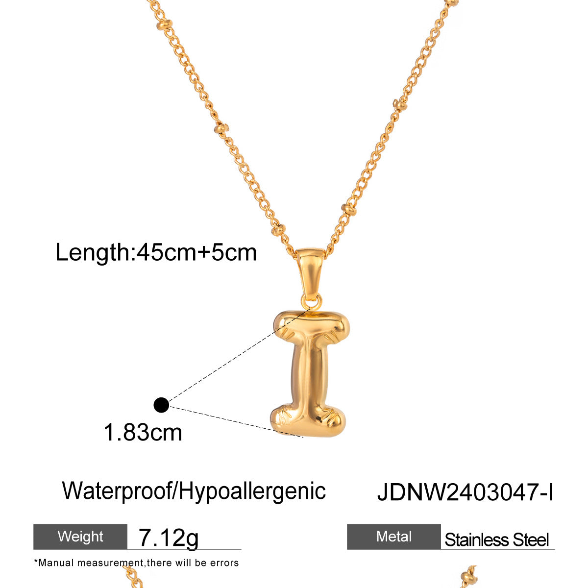 Gold 3D Playful Letter Pendant Necklace Set - Customizable Layered Initial Jewelry for Women (DIY Name/Word Styling, Daily/Casual Wear)
