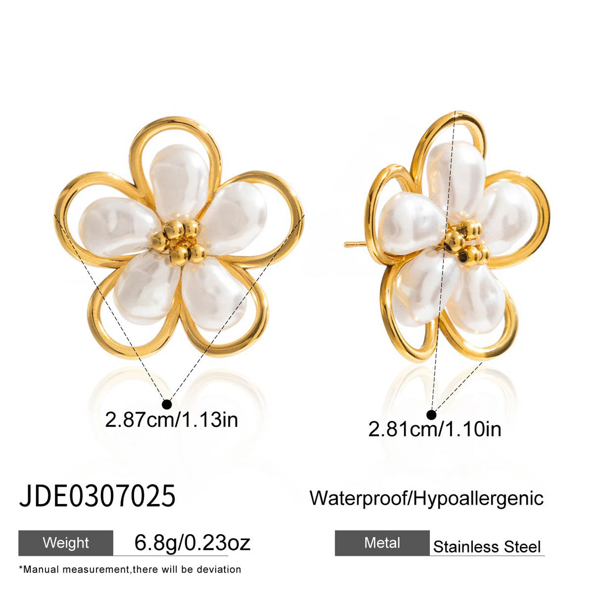 Gold Floral & Pearl Earring Set - Multi-Style Blossom/Leaf/Geometric Designs | Retro Elegant Daily/Brunch Jewelry for Women (Glossy Gold + Pearl/Floral Accents)