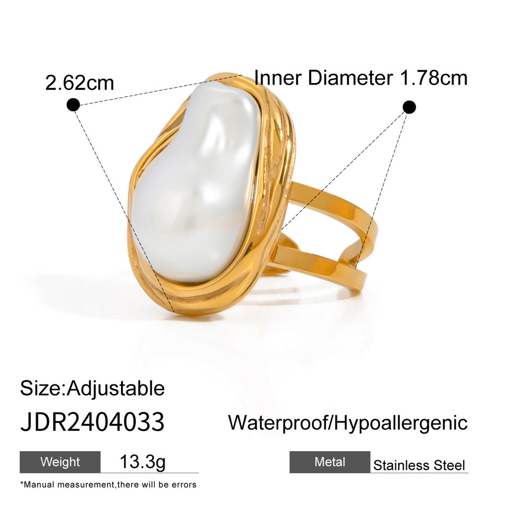 Artistic Gold Ring Set - Multi-Style Sculptural & Pearl Stackable Rings for Women
