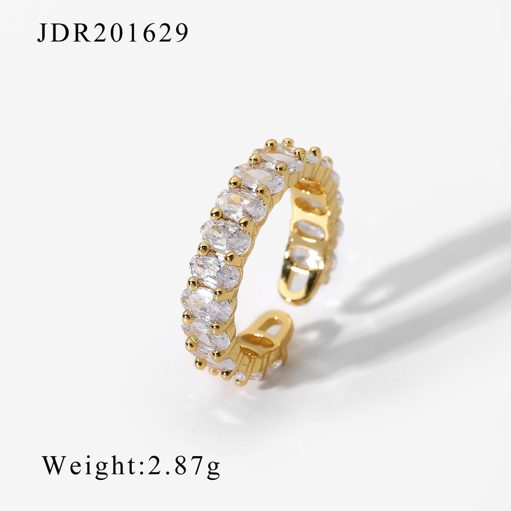 Gold CZ Chain Ring Set - Multi-Style Sparkly Stackable Rings for Women