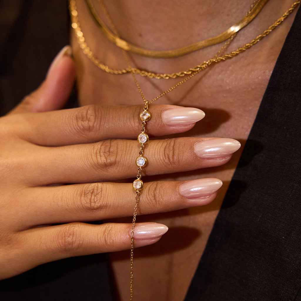 Gold Lariat Necklace Set - Multi-Style Gem/Star/Crystal Accents | INS-Style 18k Gold Tone Daily/Brunch Neck Jewelry for Women