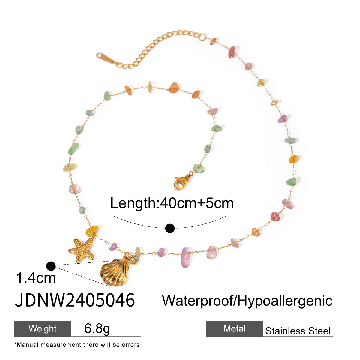 Gold Layered Boho Necklaces Set - Flower/Colorful Gem/Starfish/Pearl Charms | Summer Casual Statement Jewelry for Women