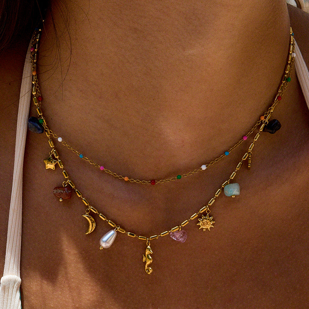 Gold Irregular Frame Baroque Pearl Jewelry Set - Necklace, Ring & Earrings | Organic Luxury Statement Accessories for Women (Daily/Brunch/Formal Wear)