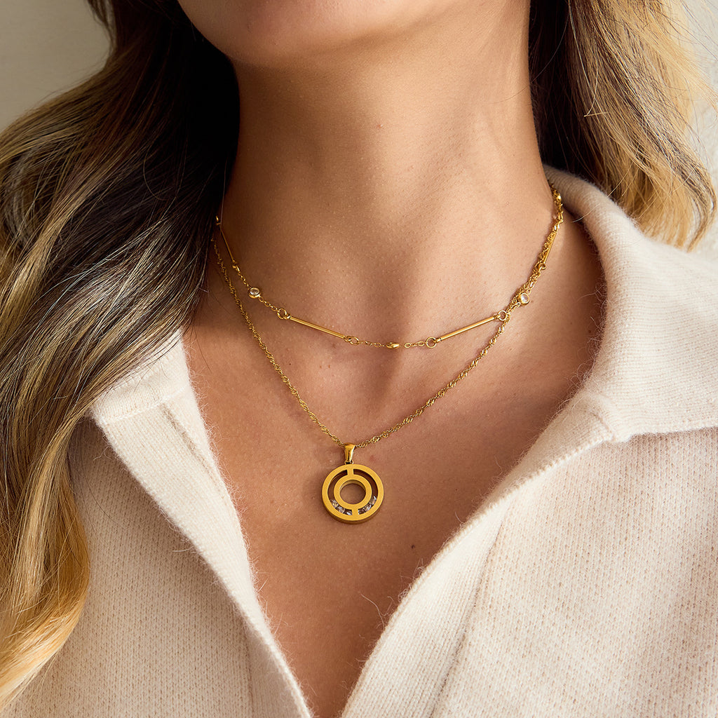 Gold Geometric Pendant Necklace Set - Minimalist Multi-Style Dainty Necklaces for Women