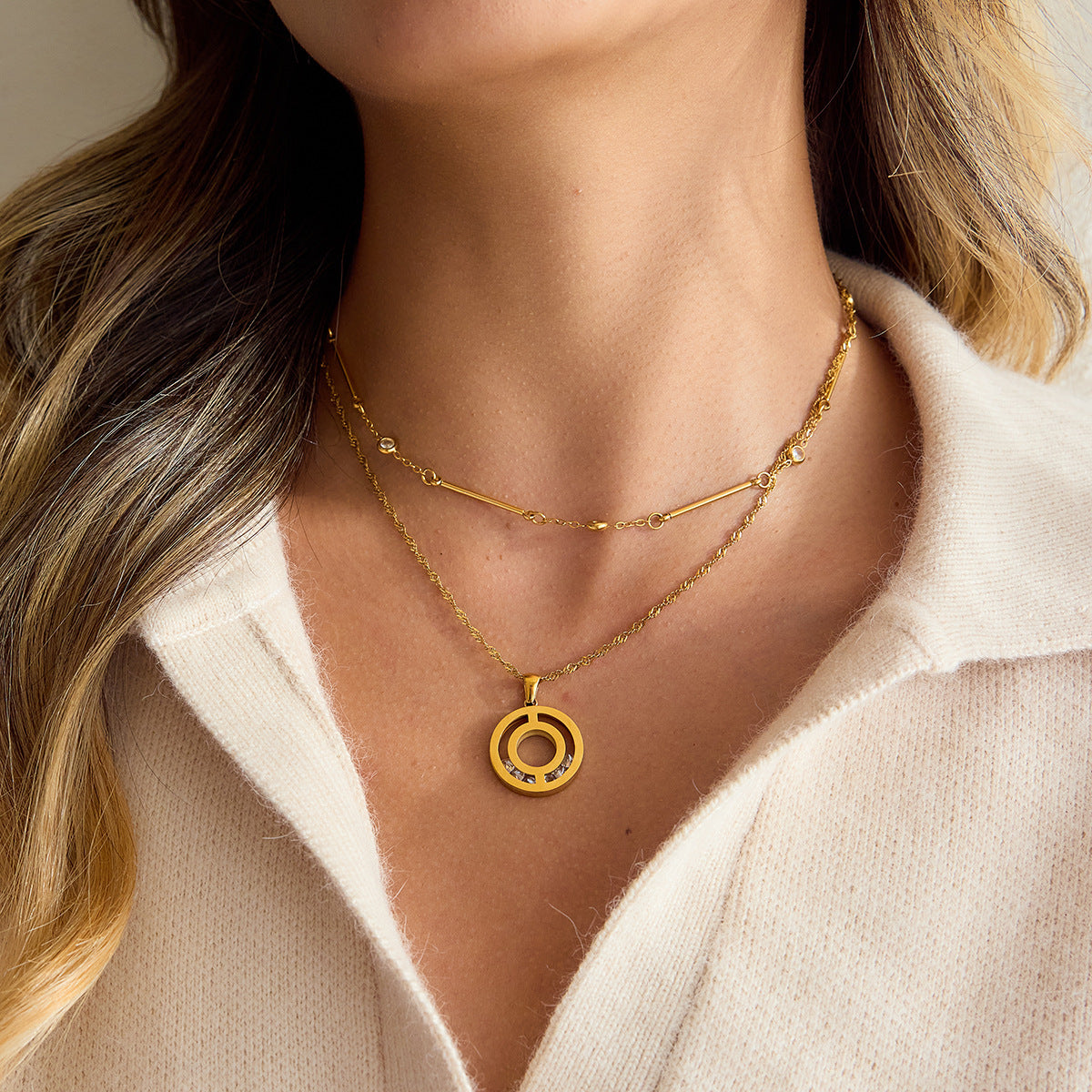 Gold Geometric Pendant Necklace Set - Minimalist Multi-Style Dainty Necklaces for Women