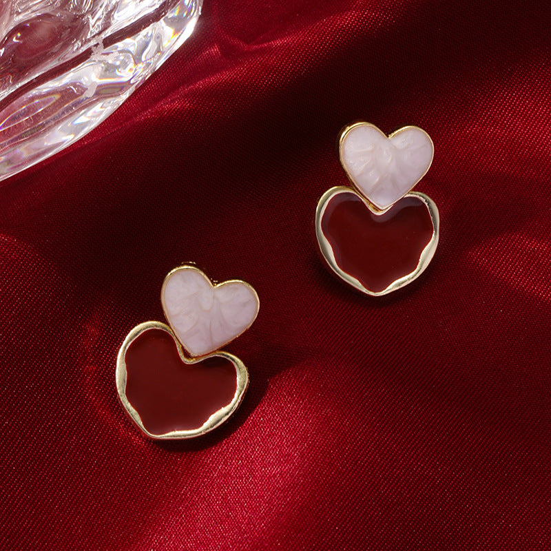 18k Gold Tone Pearl Red Ear Clip Set - Flower/Heart/Geometric Designs | INS-Style No-Piercing Daily/Brunch Accessories for Women