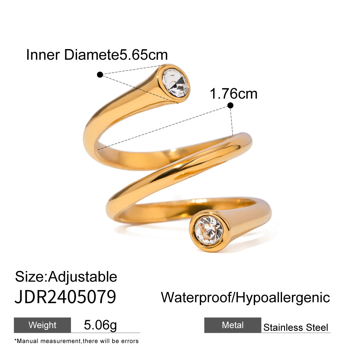 Gold Crystal Ring Set - Heart/Star/Multi-Stone Designs | 18k Gold Tone INS-Style Stackable Daily/Brunch Finger Jewelry for Women