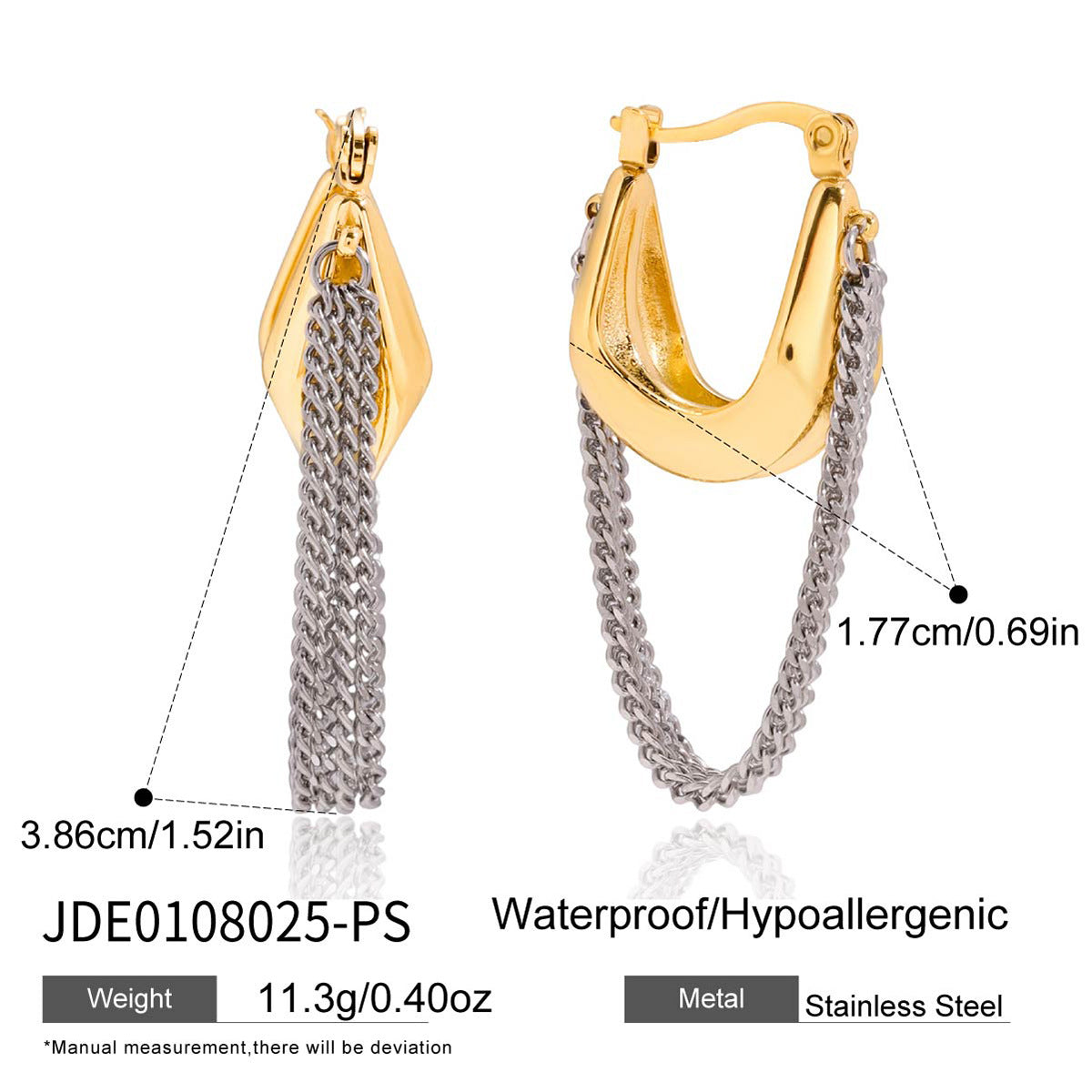 Gold Hoop Tassel CZ Dangle Earrings - Minimalist Long Chain Statement Jewelry for Women