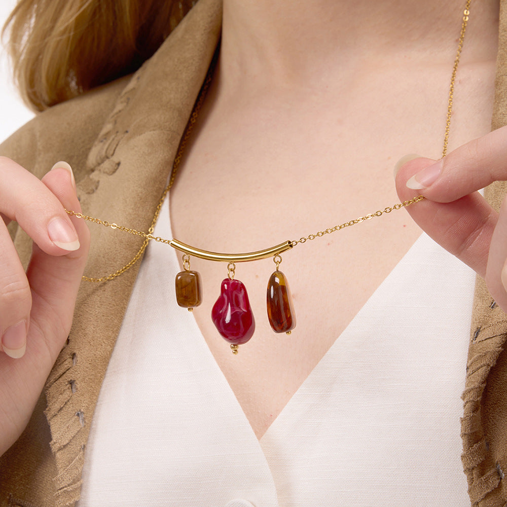 Gold Layered Retro Gem Necklace Set - Pearl/Heart/Leaf/Coin Charms | Vintage Luxury Statement Jewelry for Women (Daily/Party Wear)