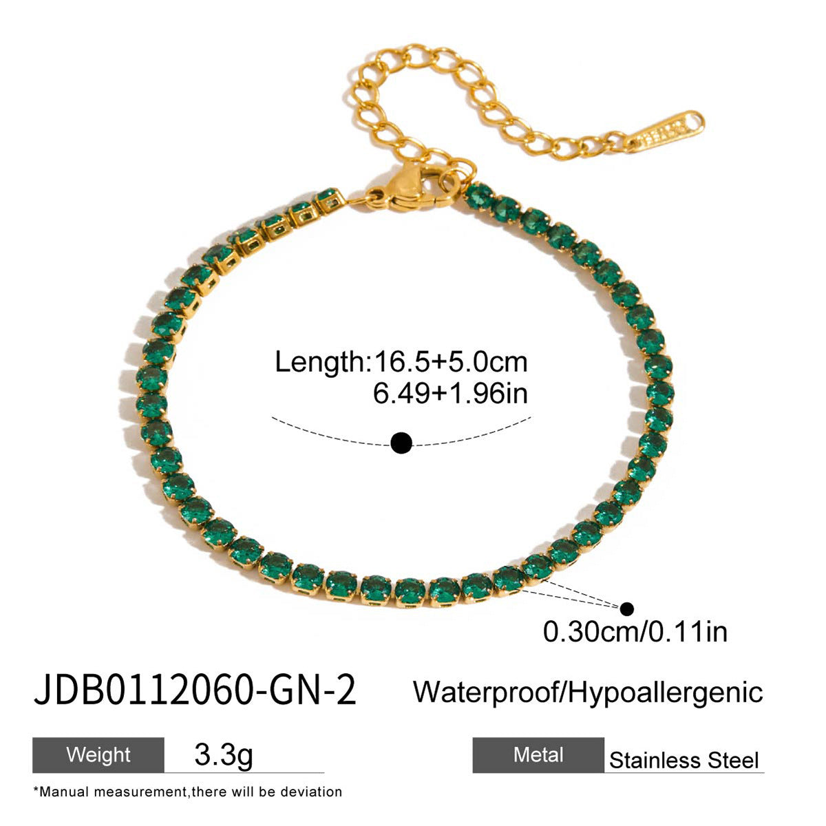18k Gold Tone Emerald Bracelet Set - Heart/Square Gem Designs | INS-Style Stackable Daily/Brunch Wrist Jewelry for Women
