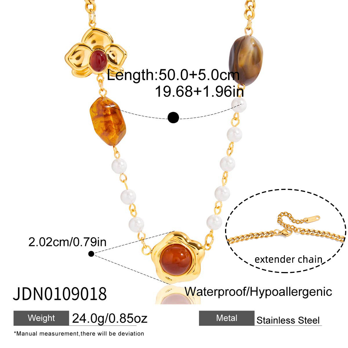 Gold Layered Retro Gem Necklace Set - Pearl/Heart/Leaf/Coin Charms | Vintage Luxury Statement Jewelry for Women (Daily/Party Wear)