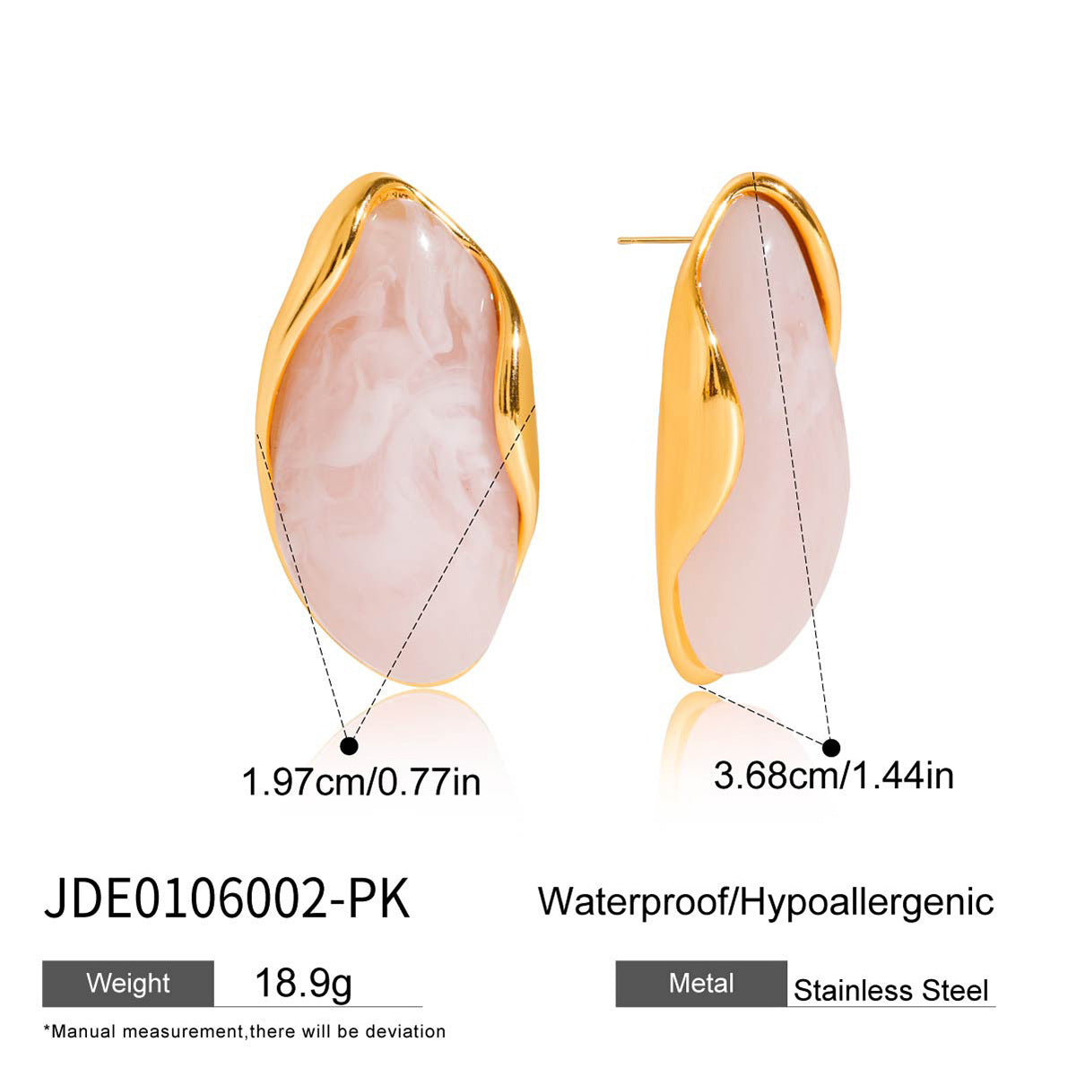 Gold Frame Irregular Gem Drop Earrings - White/Amber/Green/Pink Resin Stone Options | Retro Organic Statement Jewelry for Women (Daily/Brunch/Casual Wear)