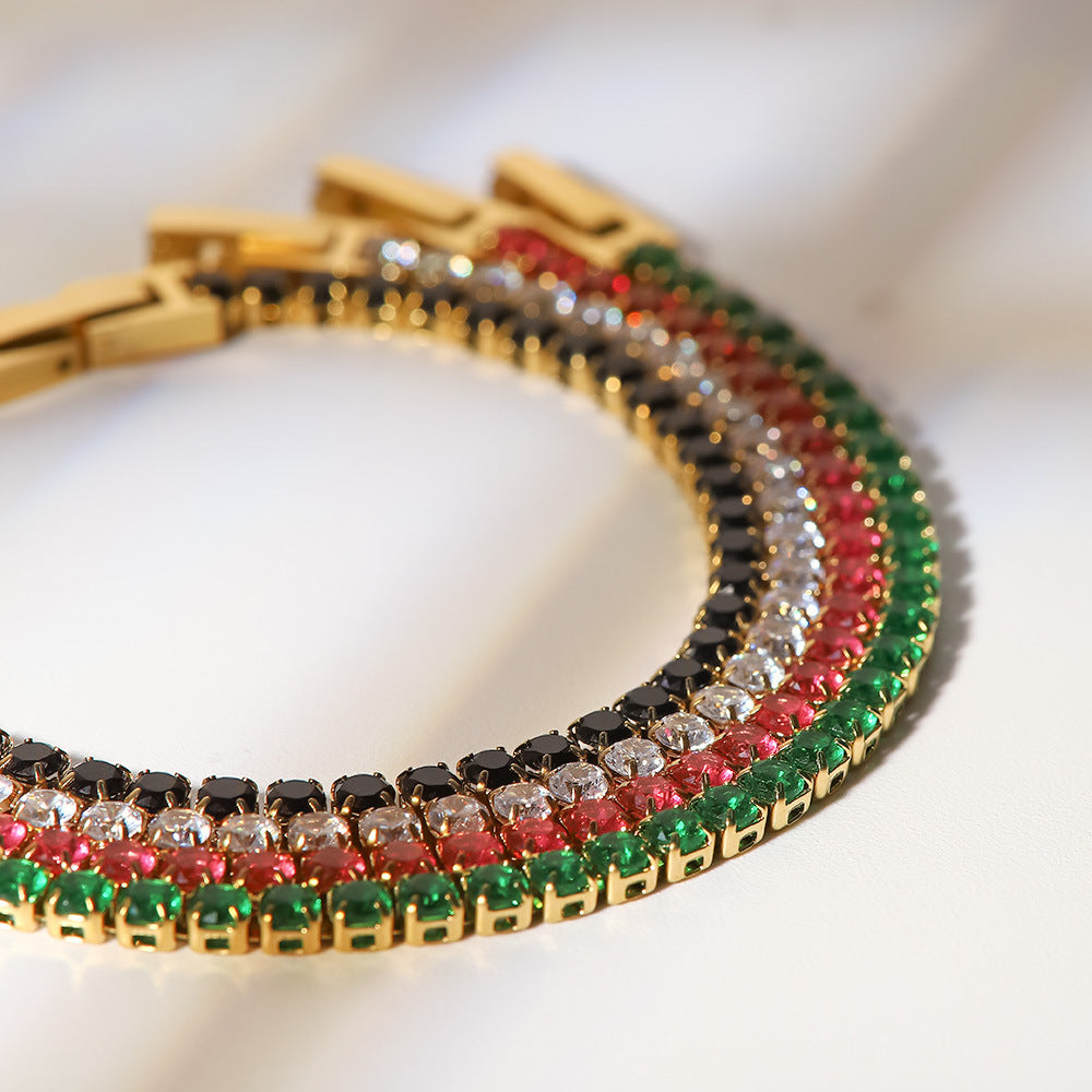 Gold Layered Bracelet Set - Emerald & Diamond Accents | Luxury Multi-Strand Statement Jewelry for Women (Daily/Party Wear)