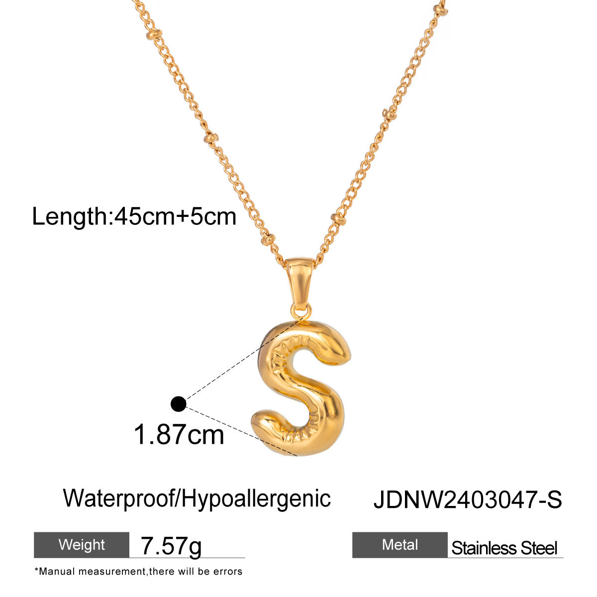 Gold 3D Playful Letter Pendant Necklace Set - Customizable Layered Initial Jewelry for Women (DIY Name/Word Styling, Daily/Casual Wear)