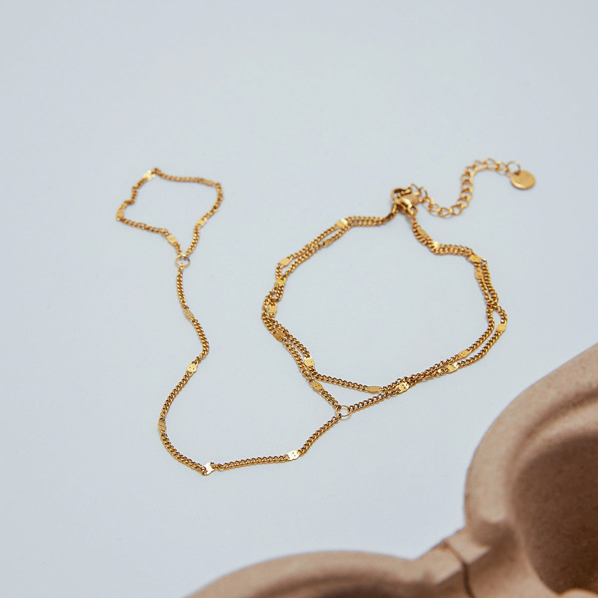 Gold Layered Bracelet & Ring Set - Pearl Strands, Coin Charm Hand Chain + Statement Rings | Retro Luxury Daily Jewelry for Women