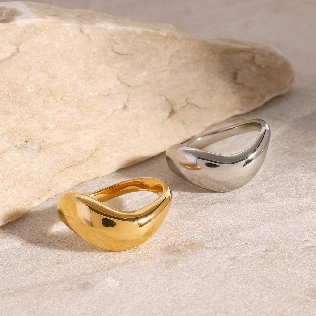 18K Gold-Plated & Silver-Tone Chunky Twisted Statement Rings | Stainless Steel Folded Texture Wide Band Rings | Trendy INS-Style Minimalist Bold Jewelry for Women | Versatile Daily Wear & Party Stackable Rings