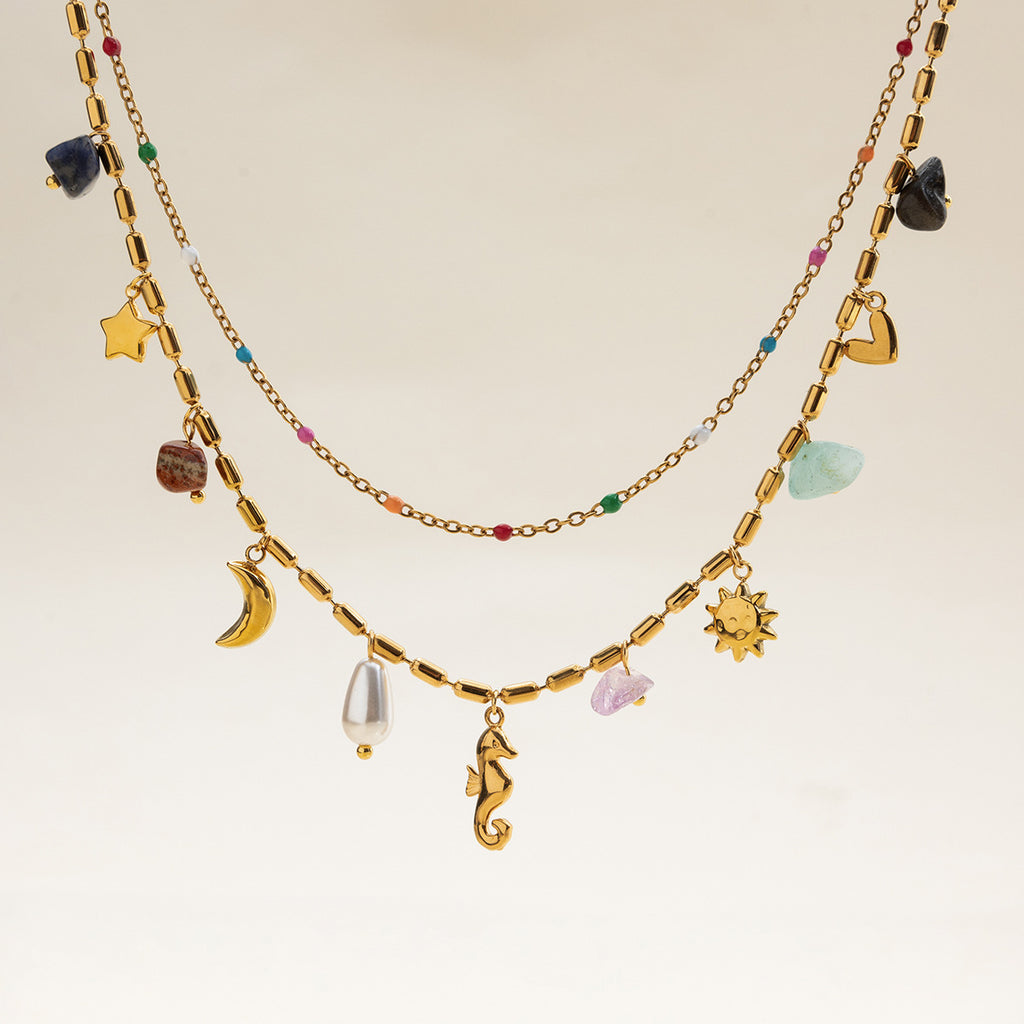 Gold Irregular Frame Baroque Pearl Jewelry Set - Necklace, Ring & Earrings | Organic Luxury Statement Accessories for Women (Daily/Brunch/Formal Wear)