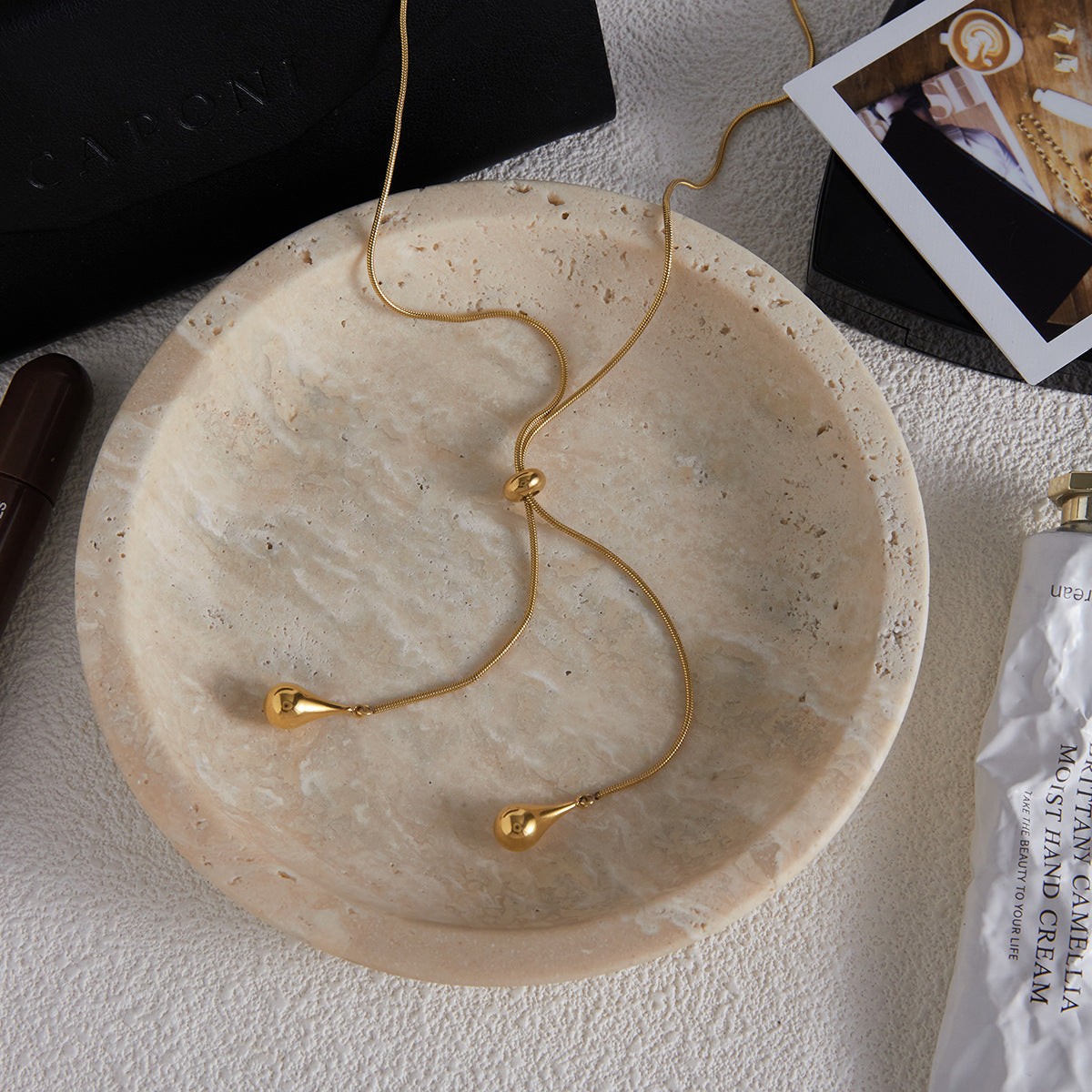 Gold Adjustable Y-Drop Necklace - Double Teardrop Pendant | Modern Elegant Lariat Jewelry for Women (Daily/Date Night/Casual Wear)