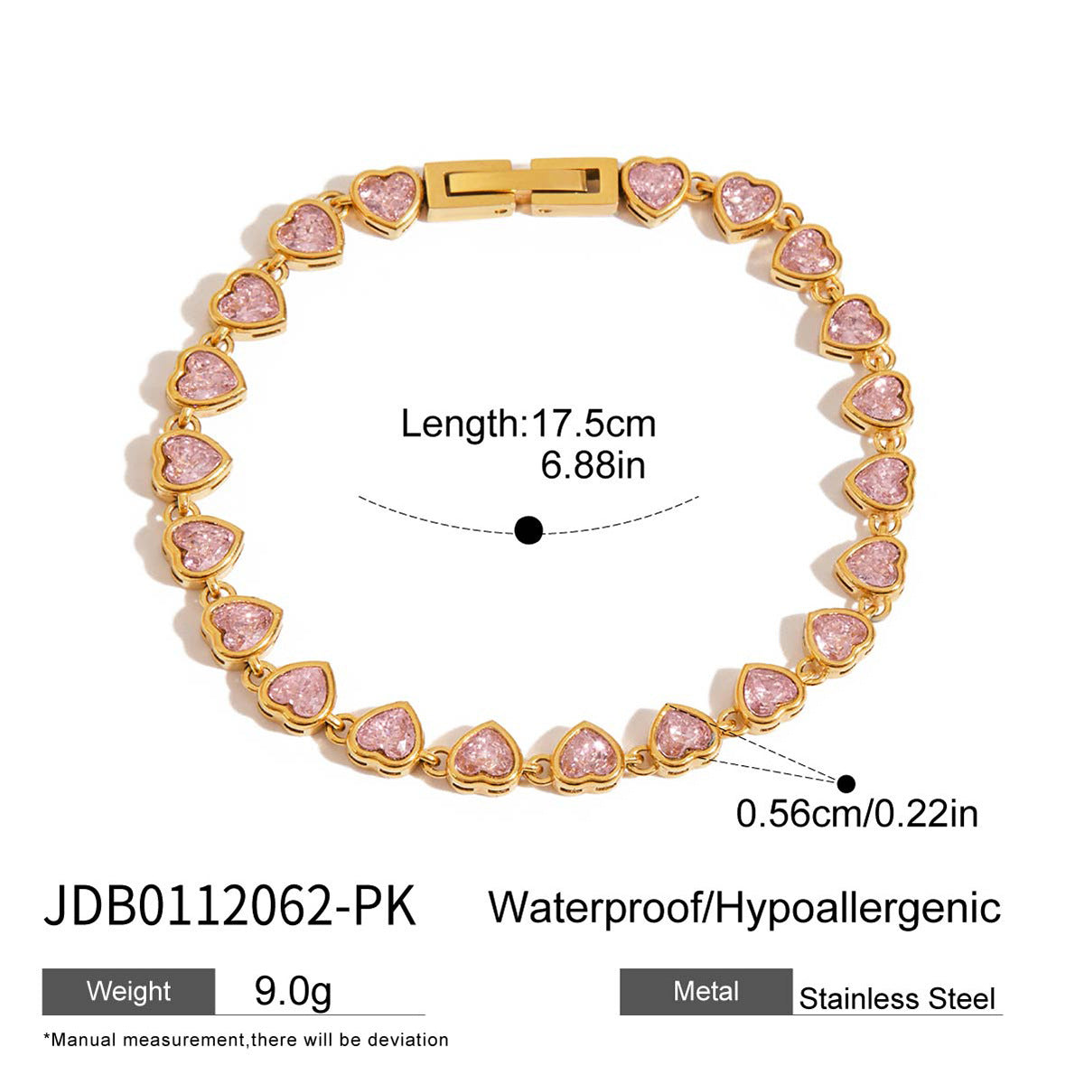 18k Gold Tone Bracelet Set - Star/Pink Crystal/Heart Designs | INS-Style Stackable Daily/Brunch Wrist Jewelry for Women
