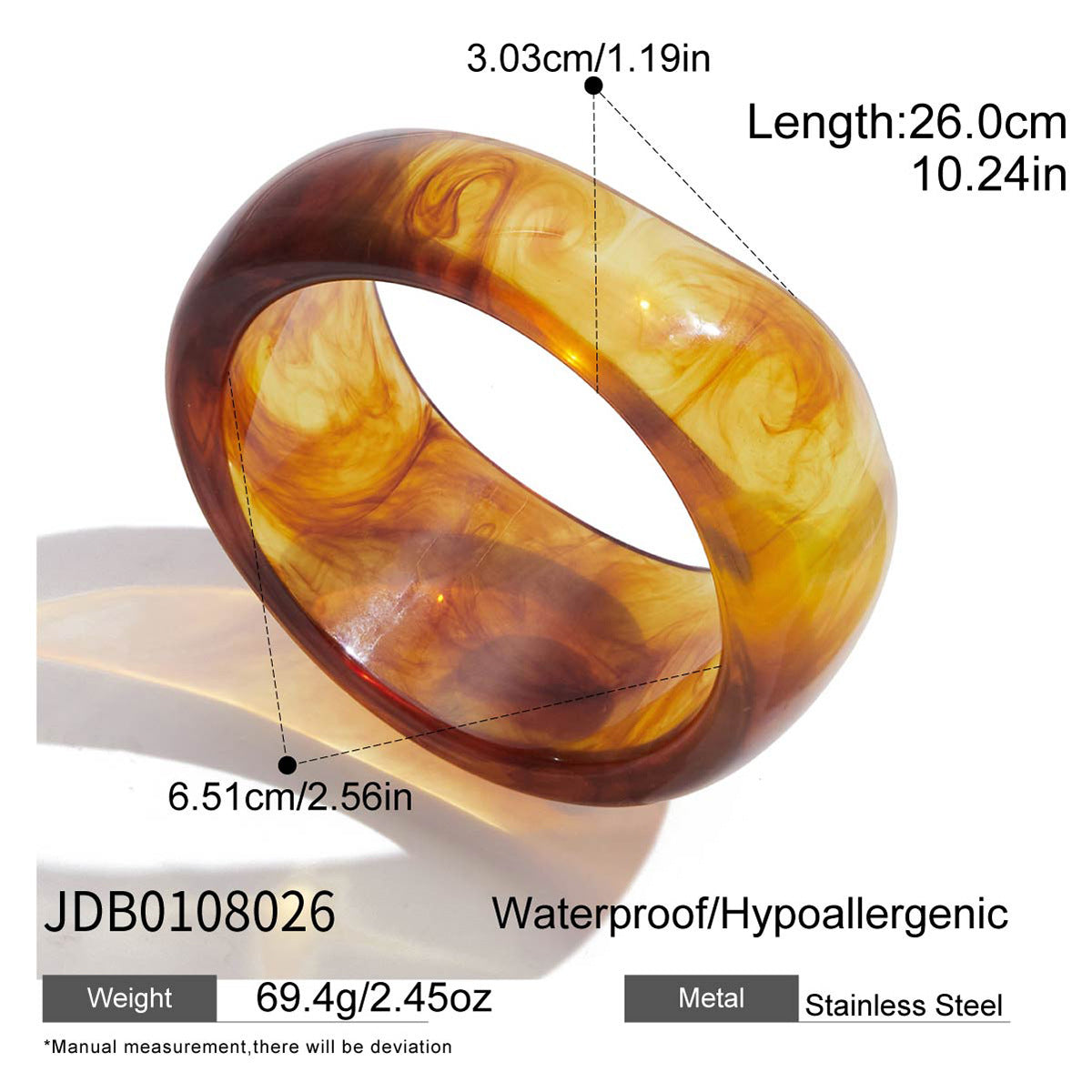 Chunky Tortoise Shell & Cream Resin Bangle Set -  Stackable Acrylic Bamboo Tube Bracelets with Gold Accents