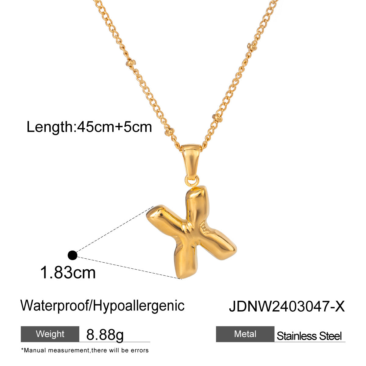 Gold 3D Playful Letter Pendant Necklace Set - Customizable Layered Initial Jewelry for Women (DIY Name/Word Styling, Daily/Casual Wear)