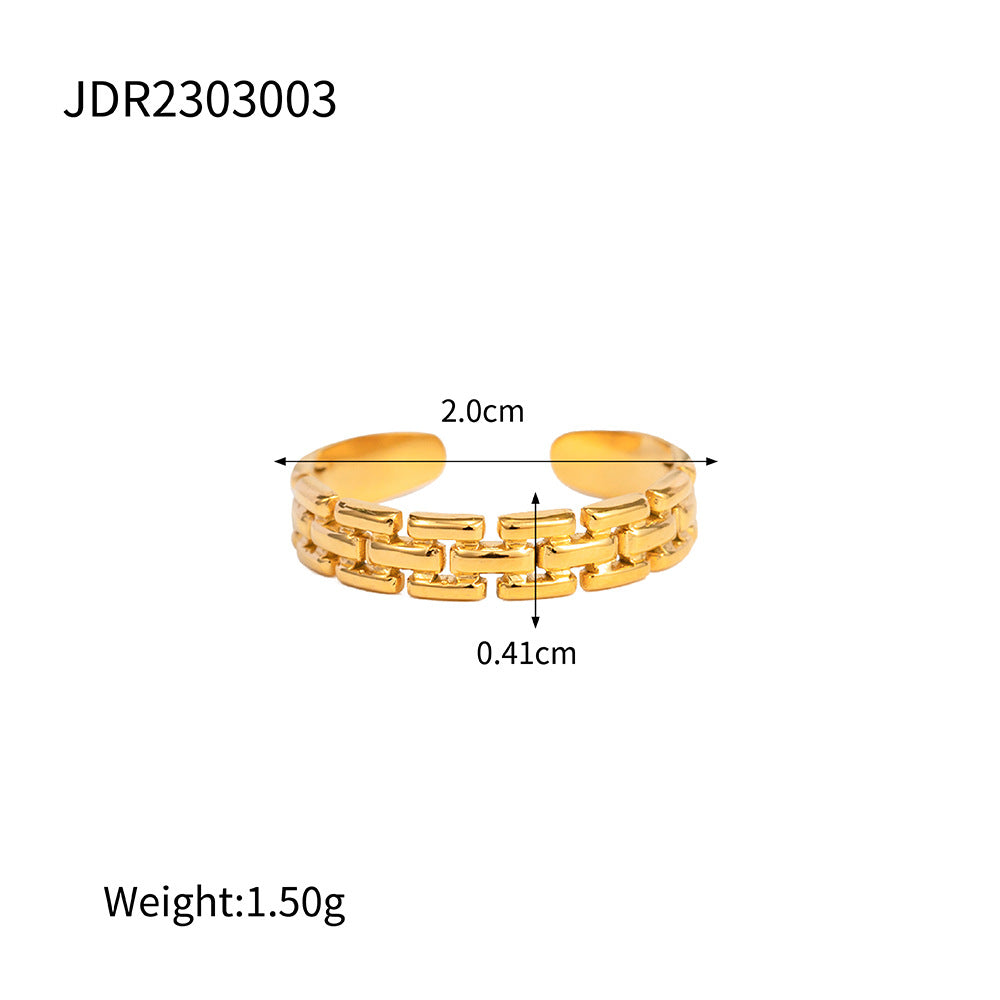 18k Gold Tone Stackable Ring Set - Floral/Irregular/Chain Designs | INS-Style Daily/Brunch Finger Jewelry for Women