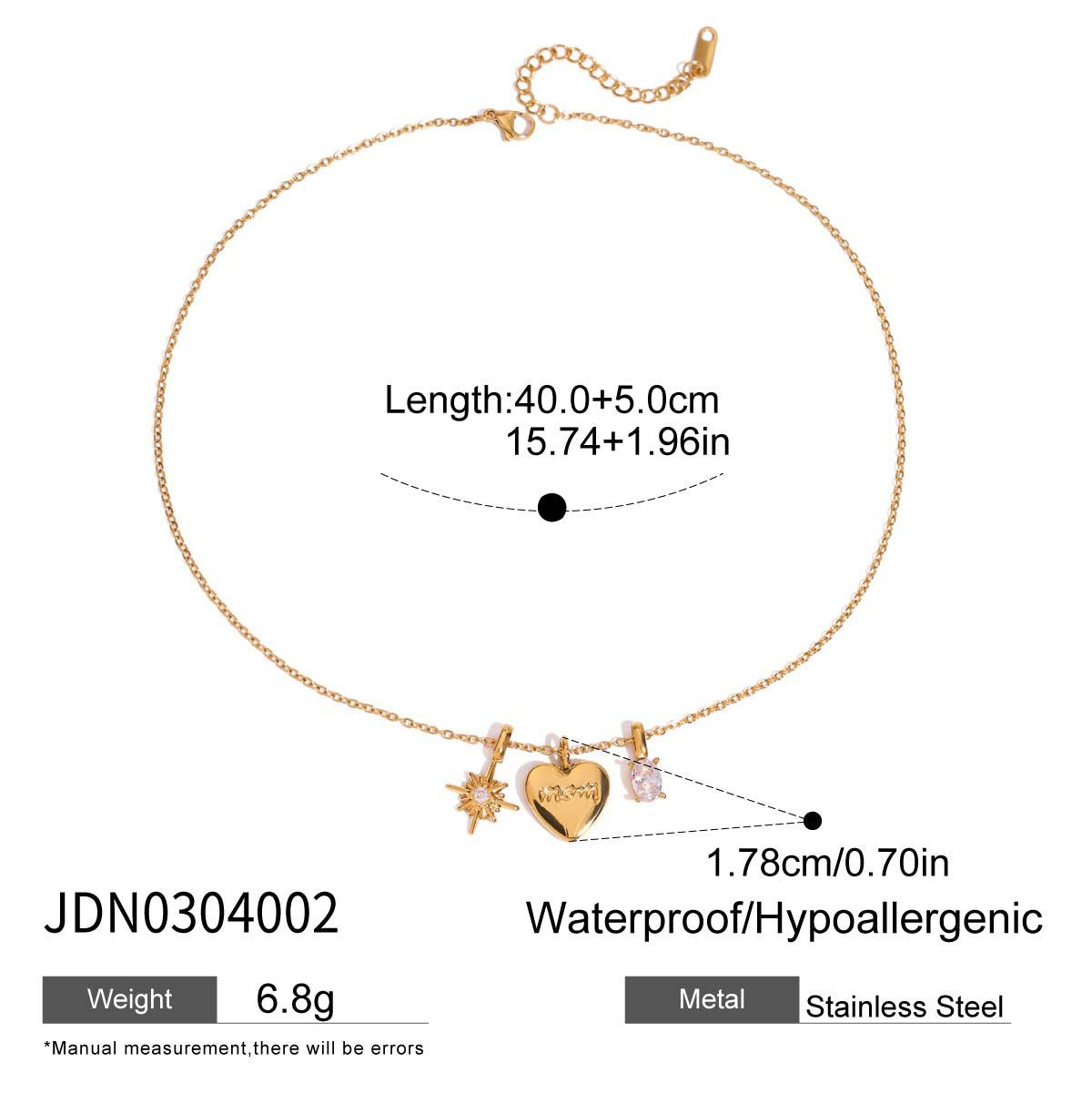 Gold Heart Initial Pendant Necklace - Crystal Accent & Adjustable Chain | INS-Style Daily/Brunch Neck Jewelry for Women