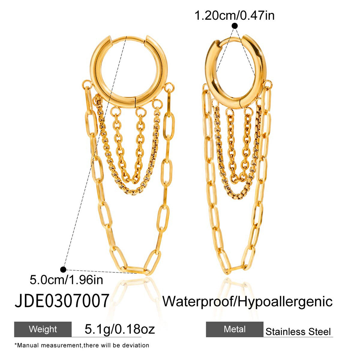 Gold Hoop Tassel CZ Dangle Earrings - Minimalist Long Chain Statement Jewelry for Women
