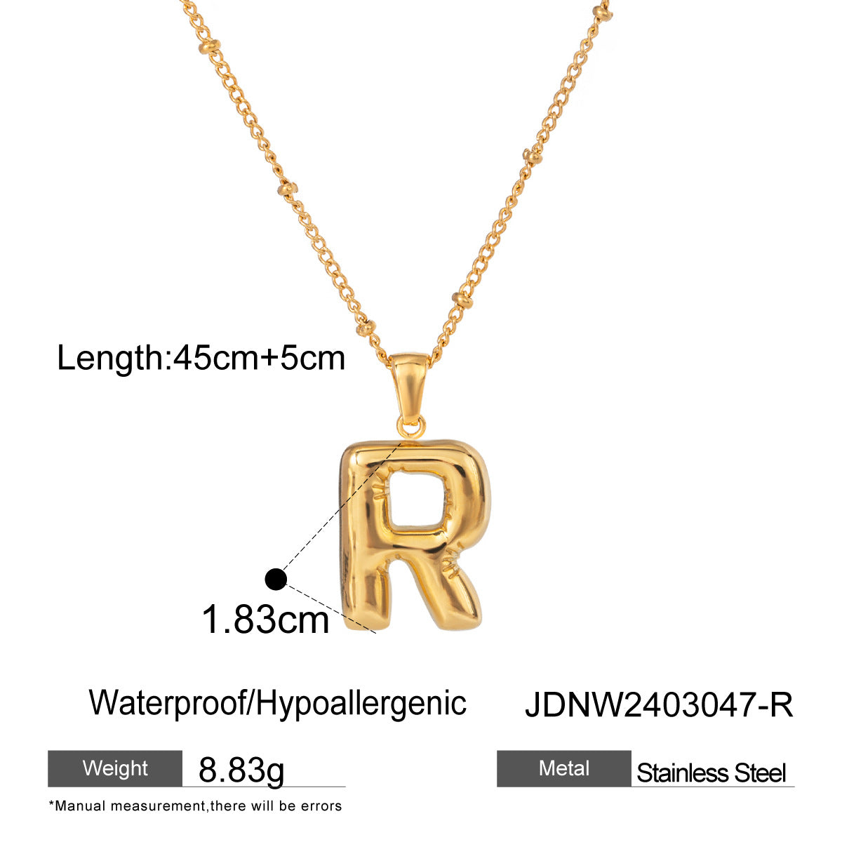 Gold 3D Playful Letter Pendant Necklace Set - Customizable Layered Initial Jewelry for Women (DIY Name/Word Styling, Daily/Casual Wear)