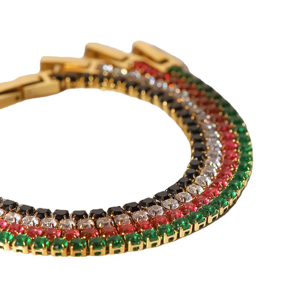 Gold Layered Bracelet Set - Emerald & Diamond Accents | Luxury Multi-Strand Statement Jewelry for Women (Daily/Party Wear)